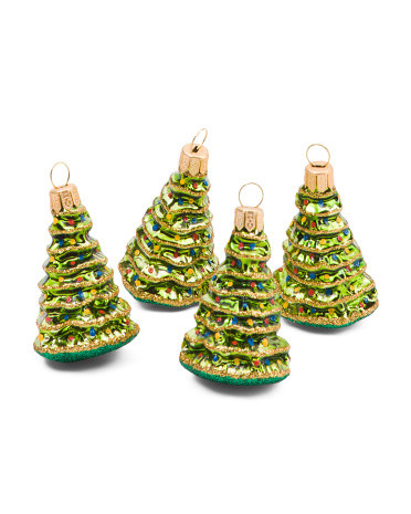 Made In Poland 4pc  Christmas Tree Glass Ornament Set | TJ Maxx