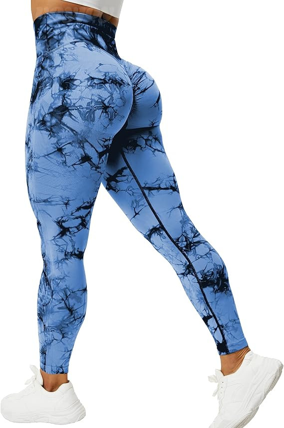 VOYJOY Tie Dye Seamless Leggings for Women High Waist Yoga Pants, Scrunch Butt Lifting Elastic Ti... | Amazon (US)