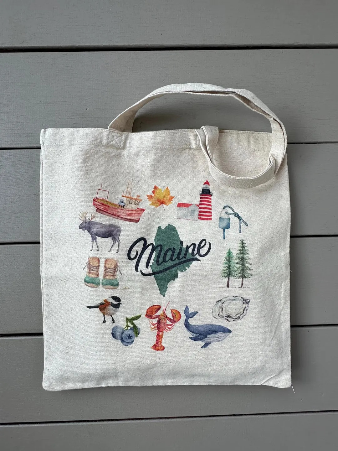 Iconic Maine Tote Bag; Cotton Canvas Tote Bag 15" X 16" - Etsy | Etsy (US)