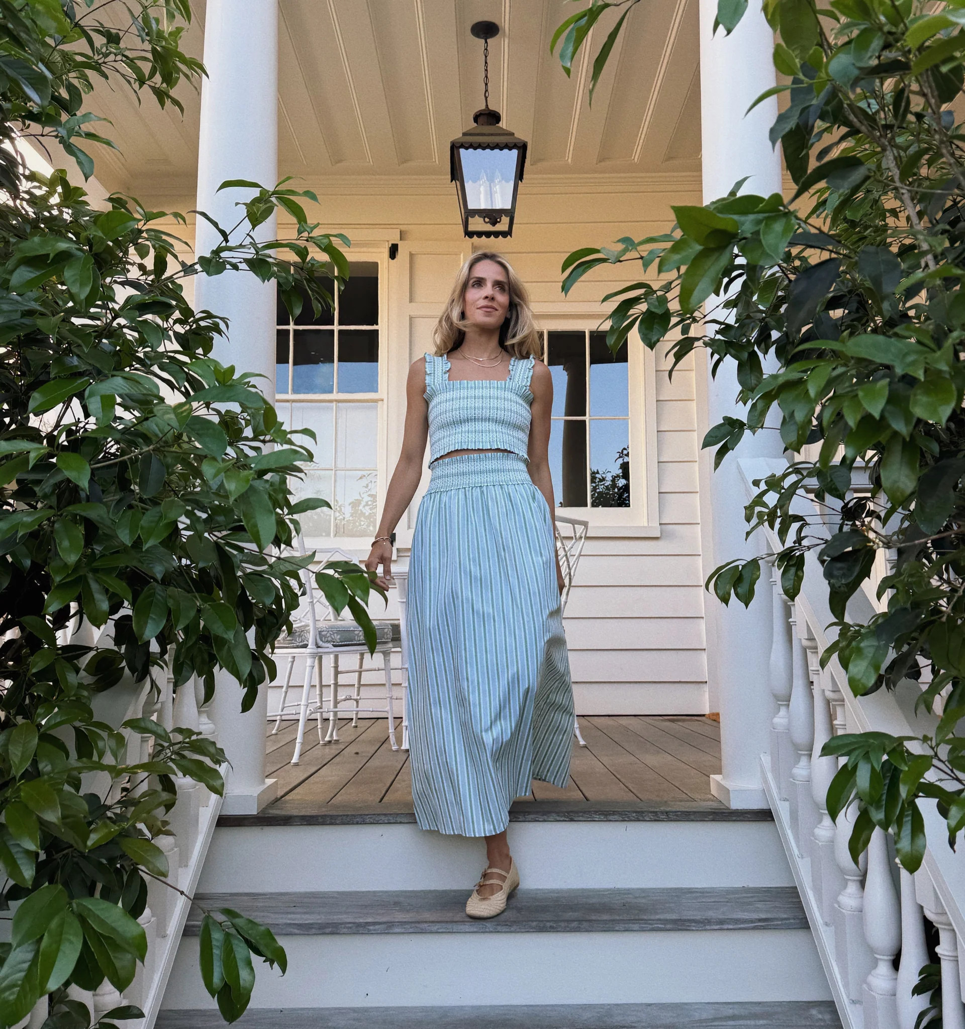 The Delphine Nap Skirt - Apple Green Stripe | Hill House Home US