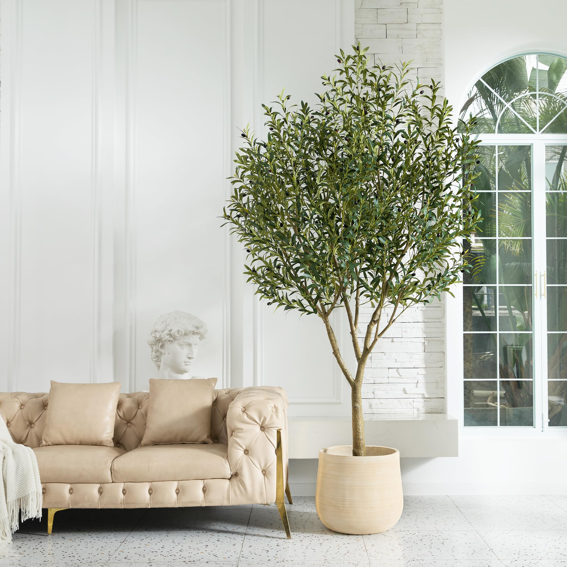 Artificial Olive Tree 8FT - Large Fake Olive Trees Indoor with 4028 Silk Leaves, Outdoor Potted F... | Amazon (US)