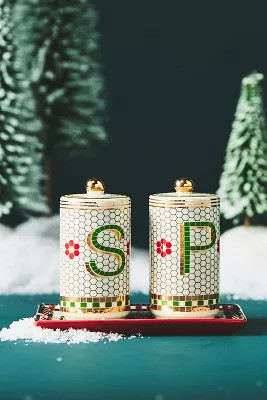 Festive Bistro Tile Salt & Pepper Shakers | Anthropologie (US)