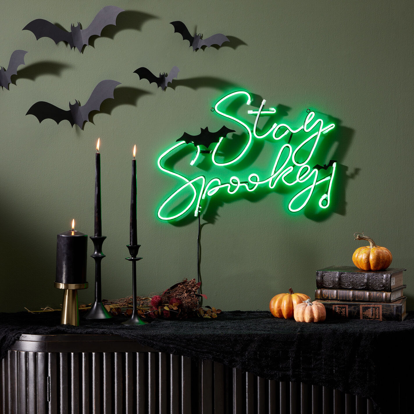 Neon Green Stay Spooky LED Electric Sign Wall Decor | World Market