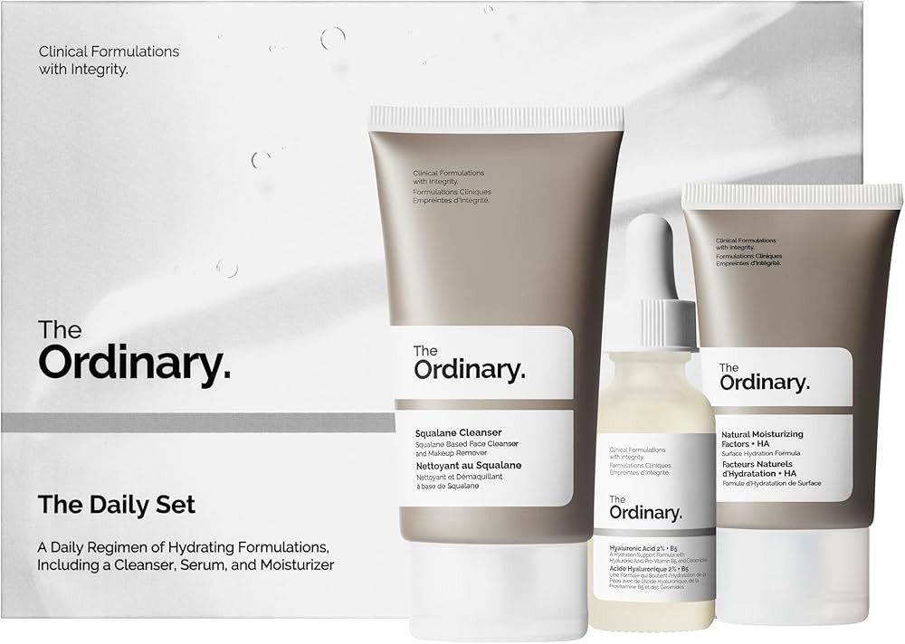 The Ordinary The Daily Set, Daily Skincare Routine with Squalane Cleanser, Hyaluronic Acid 2% + B... | Amazon (US)