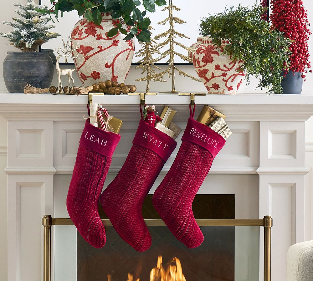 Red Textured Chenille Stocking | Pottery Barn (US)