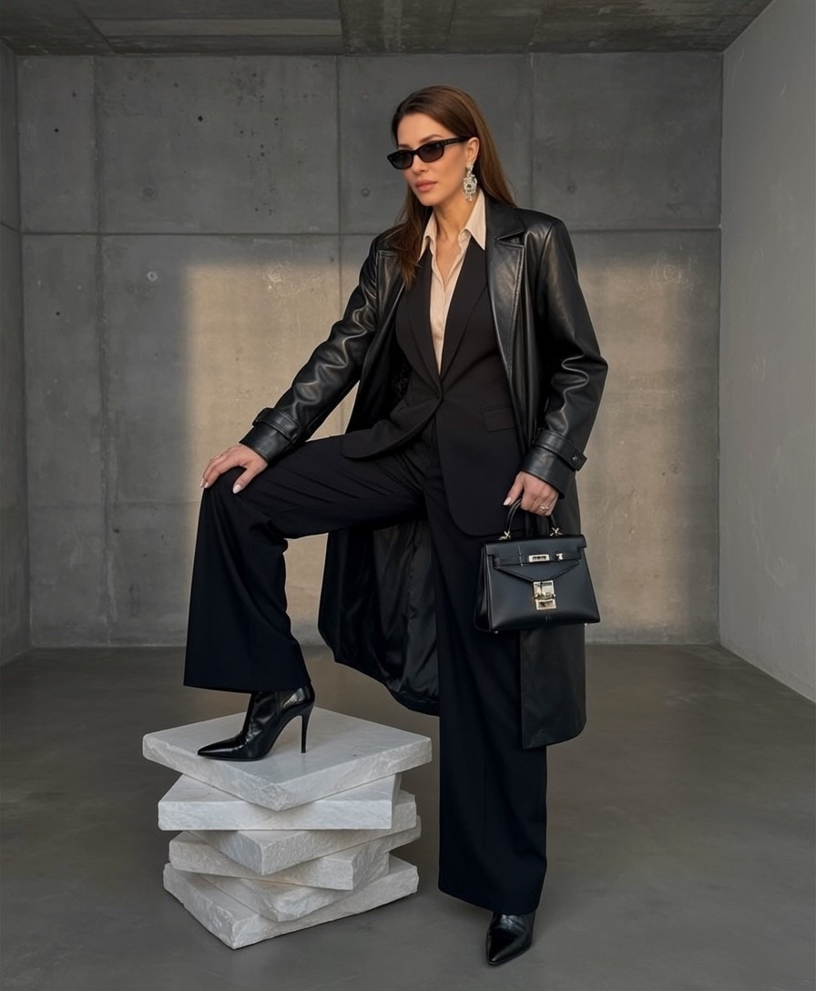 Power Dressing Done Right 🖤

When in doubt, go monochrome! This leather blazer over wide-leg trousers is my go-to formula for looking polished and powerful.

The champagne silk blouse softens the look while the structured bag and sleek boots keep it sharp. It’s all about that perfect balance of edge and elegance.

Shop this look below 👇

#LTK #LTKStyleTip #LTKWorkwear #LTKOver40 #LeatherBlazer #PowerDressing #MonochromeLook #FallFashion #LTKSeasonal #ChicStyle
