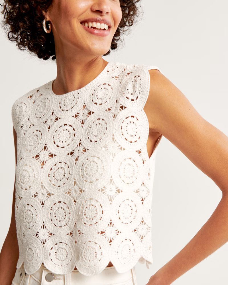 Crochet Mosaic Tile Shell Top | Abercrombie & Fitch (US)