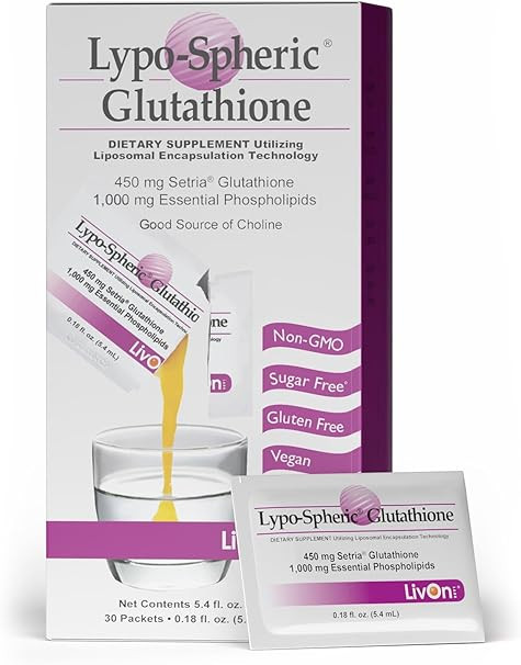 LivOn Laboratories Lypo-Spheric Glutathione - 30 Packets – 450 mg Glutathione Per Packet – Li... | Amazon (US)