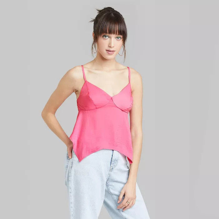 Women's Satin Handkerchief Hem Tank Top - Wild Fable™ | Target