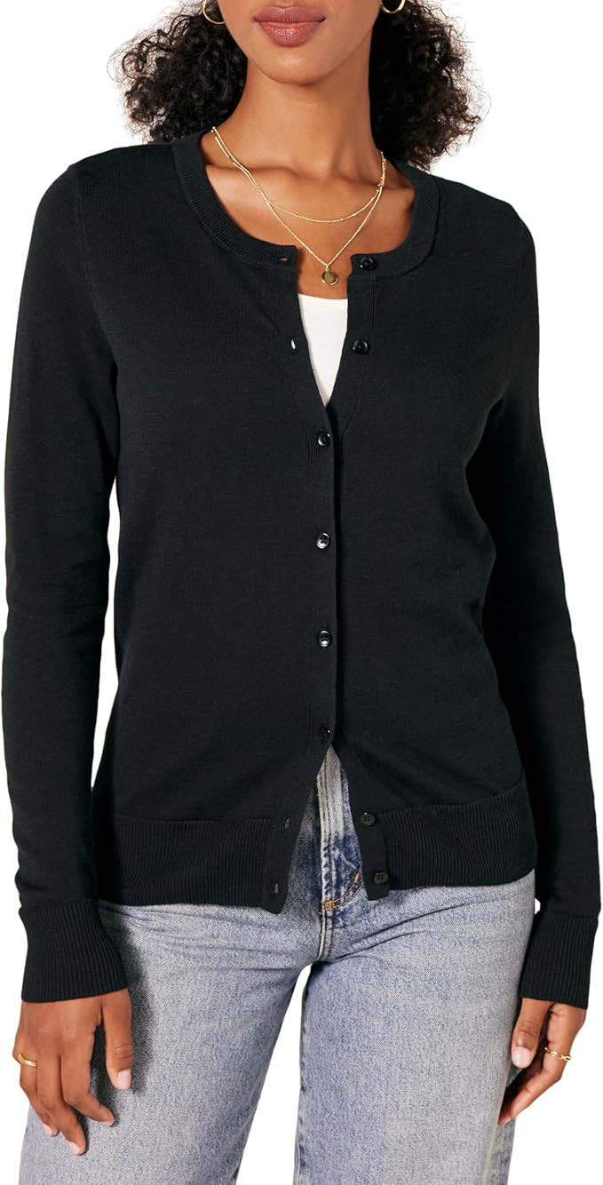Amazon Essentials Women's Lightweight Crewneck Cardigan Sweater (Available in Plus Size) | Amazon (US)