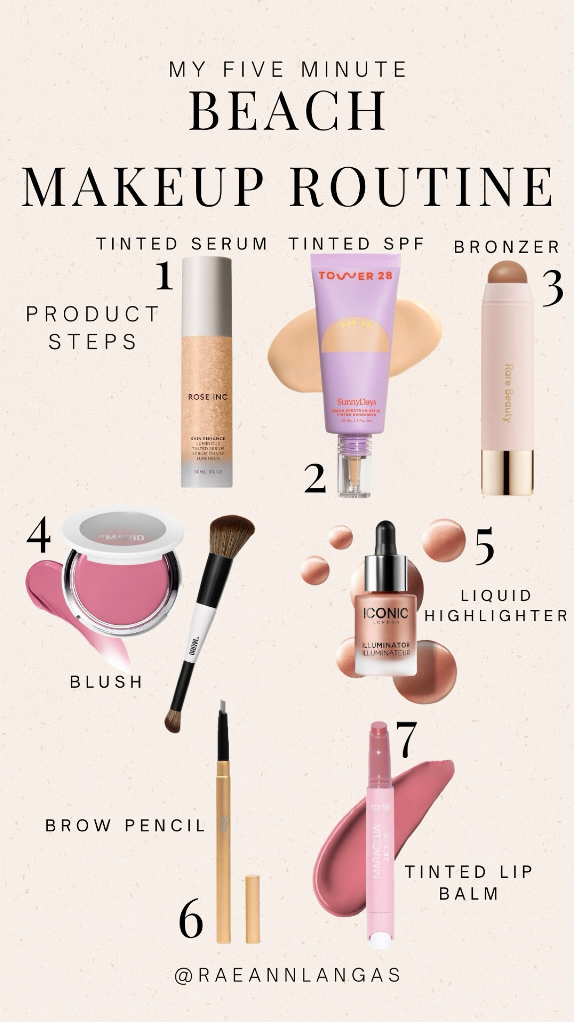 My 5 minute beach makeup steps ☀️ 

Everyday makeup, simple makeup routine, makeup how-to, beach makeup, makeup steps, vacation makeup, Sephora, Tower28, Makeup by Mario 

#LTKbeauty #LTKstyletip #LTKtravel