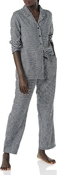 Amazon Essentials Women's Flannel Long-Sleeve Button Front Shirt and Pant Pajama Set | Amazon (US)