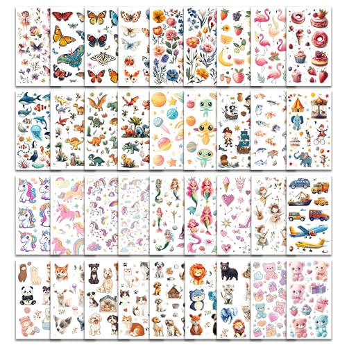 Keikihipa Tattoos for Kids, 350+ Mixed Styles (37 Sheets) Temporary Tattoos Stickers Set Gift for Girls and Boys, Space Dinosaur Animals Butterfly Tattoos for Kids Birthday Party Supplies | Amazon (US)