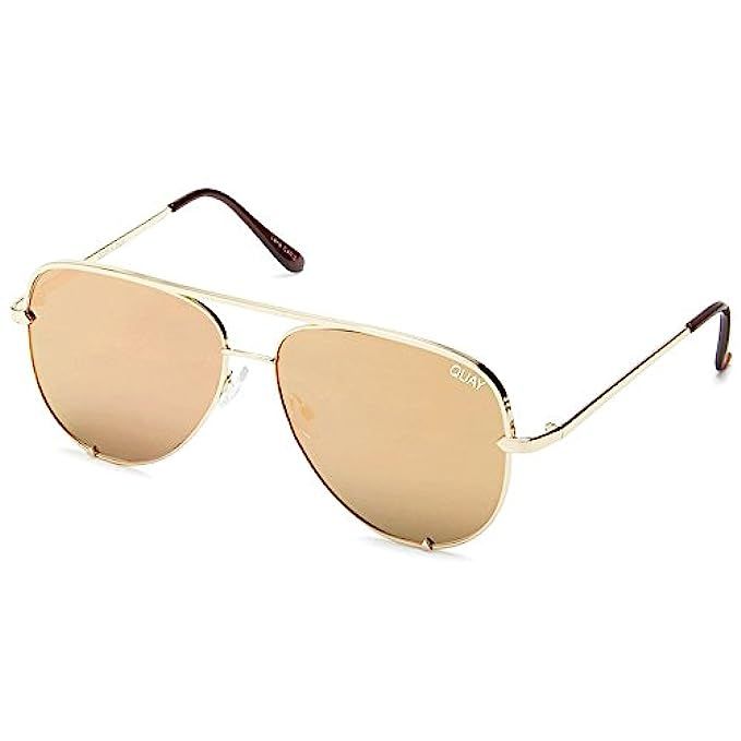 Quay Australia HIGH KEY MINI Men's and Women's Sunglasses Aviator Sunnies - Gold | Amazon (US)