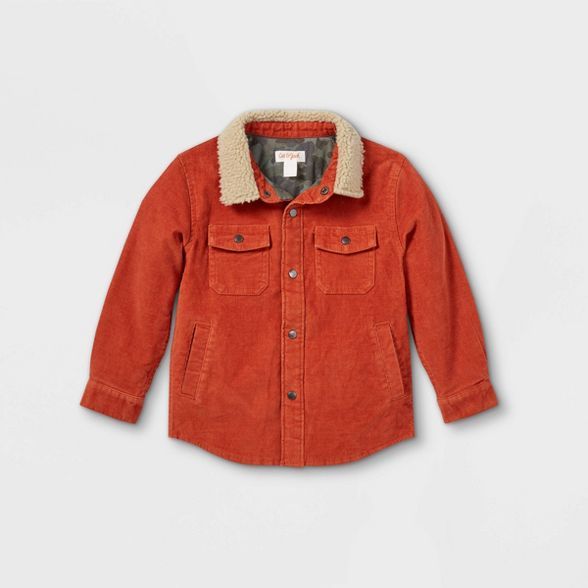 Toddler Boys' Corduroy and Sherpa Long Sleeve Button-Down Shirt - Cat & Jack™ Brown | Target