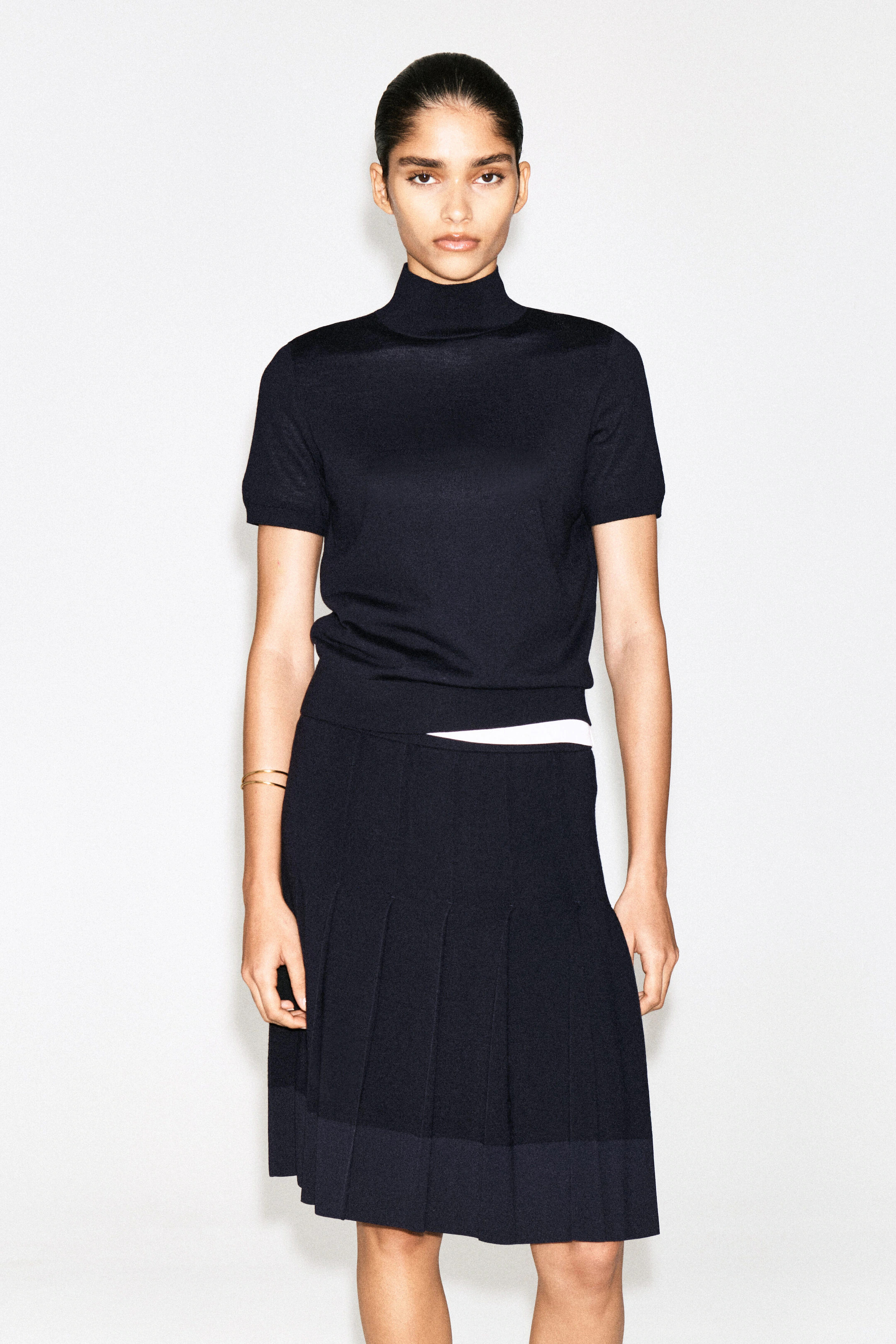 MERINO WOOL TURTLENECK TOP - NAVY | COS CA | COS CA