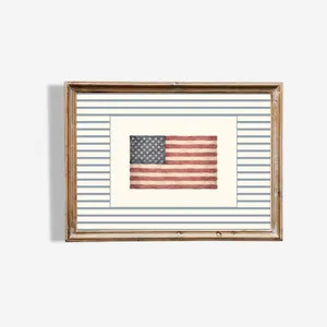 Vintage American Flag Wall Art Printable, Patriotic Nursery Decor, Americana Kids Room, Neutral B... | Etsy (Global)
