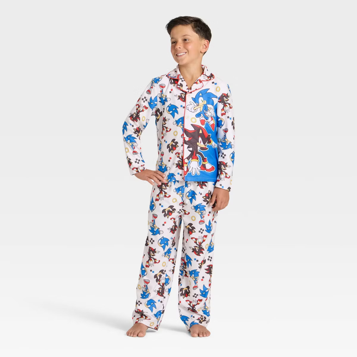 Boys' 2pc Sonic the Hedgehog Holiday Coat Pajama Set - Cream | Target