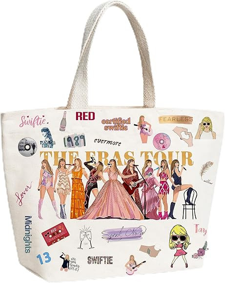 Tay Merch, SwiftiesTote Bag, Makeup Bag, 17 * 13 inch, Stylish and Environmentally Friendly Merch... | Amazon (US)