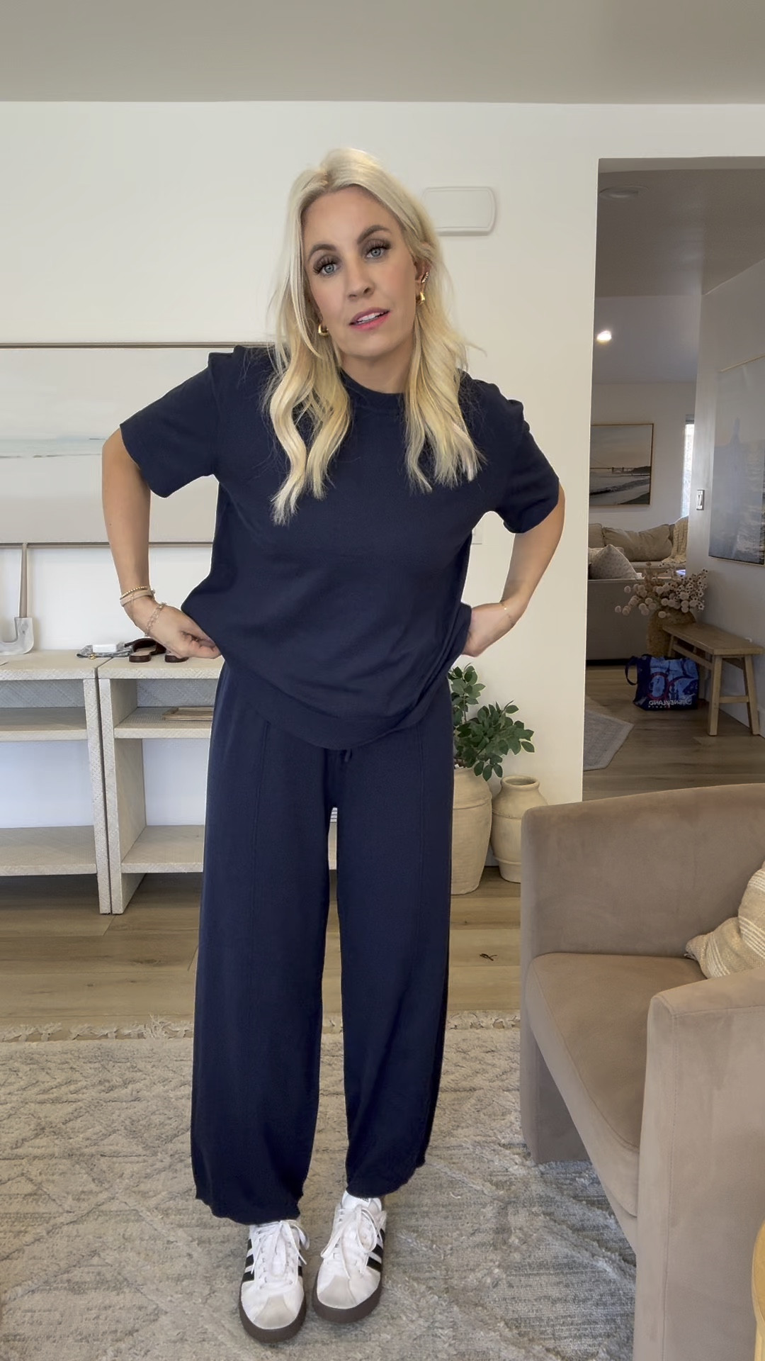 The navy set is so cute and comfortable and it’s from Walmart!! I’m wearing a medium! 