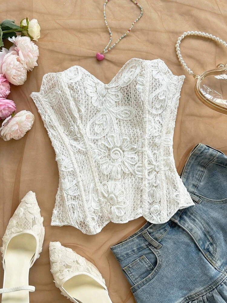 Floral Corset Top  | SHEIN