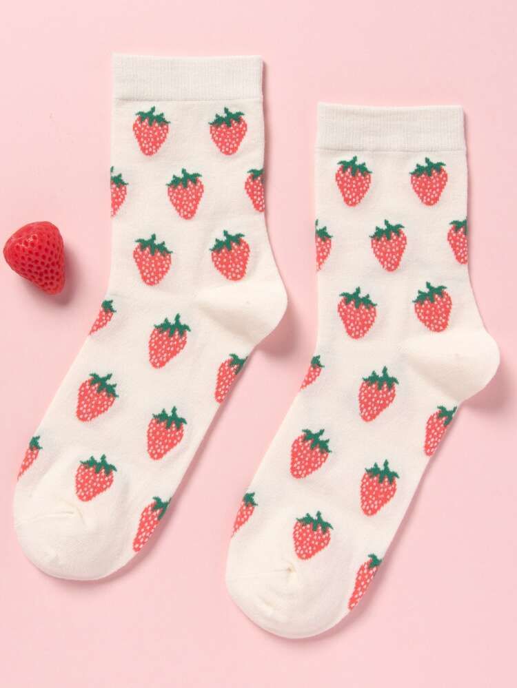 Strawberry Pattern Crew Socks | SHEIN