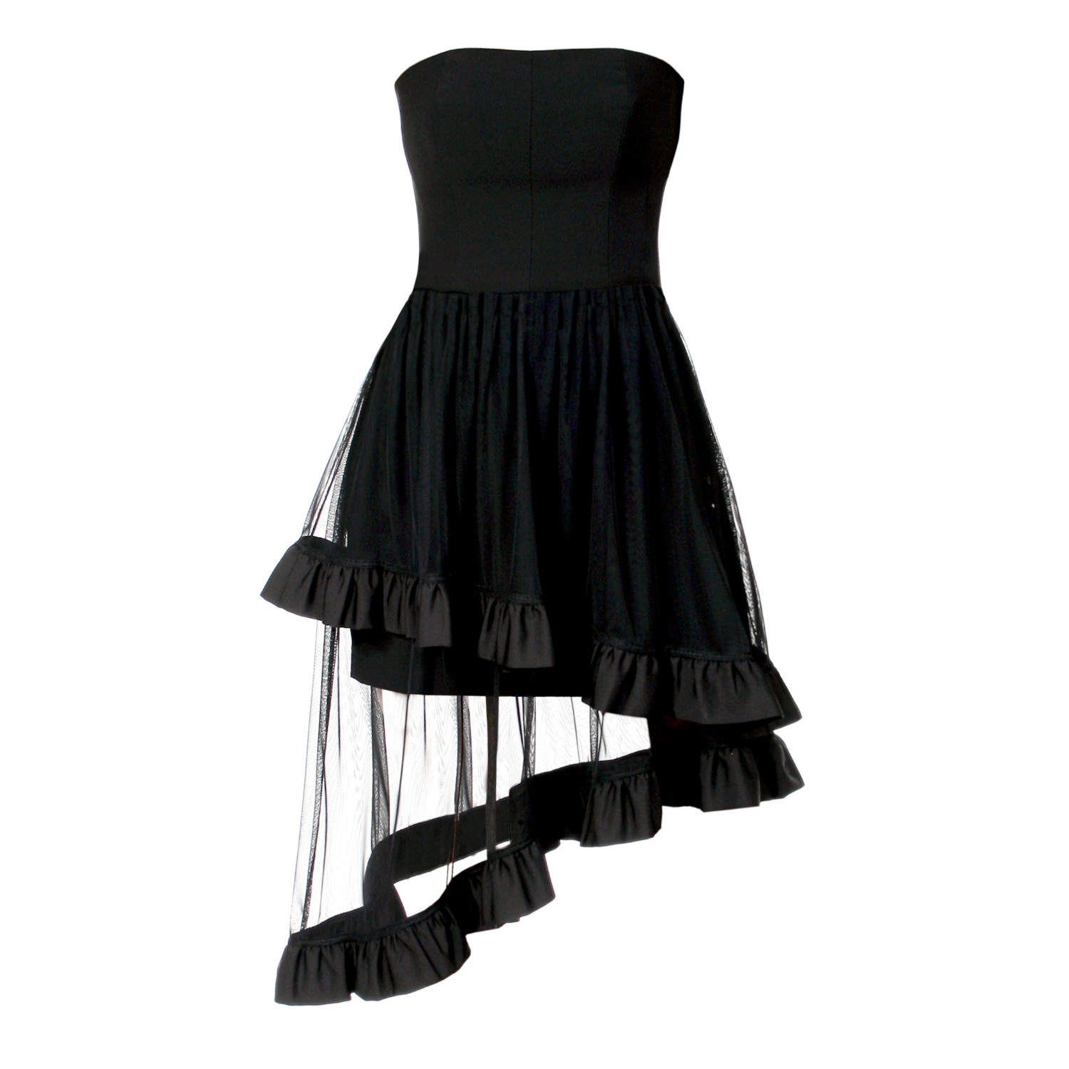 Berenice Black Mini Tulle Frill Dress | Wolf & Badger (US)