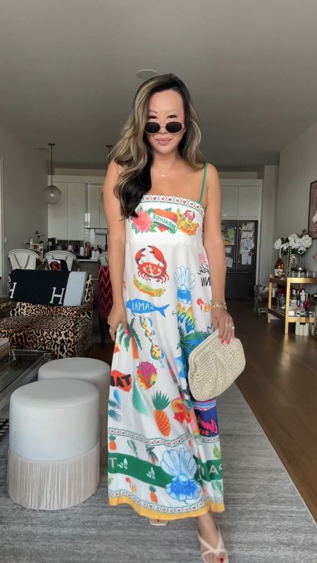 Maxi summer dress, Italy style, summer style, summer outfit, style for $16. Amazon fashion dress, amazon clutch, Celine save sunglasses, Dolce Vita heels. Look for less. Size small 

#LTKFindsUnder50 #LTKStyleTip #LTKSummerSales