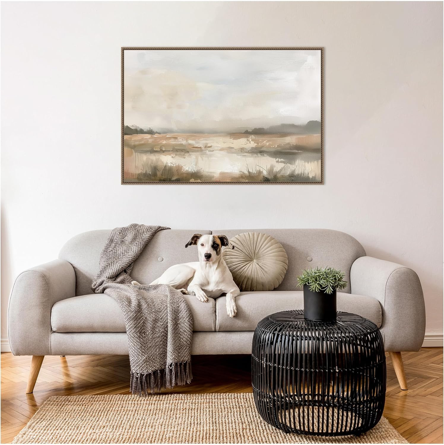 Kate and Laurel Framed Canvas Wall Art Print Neutral Abstract Landscape by The Creative Bunch Stu... | Amazon (US)