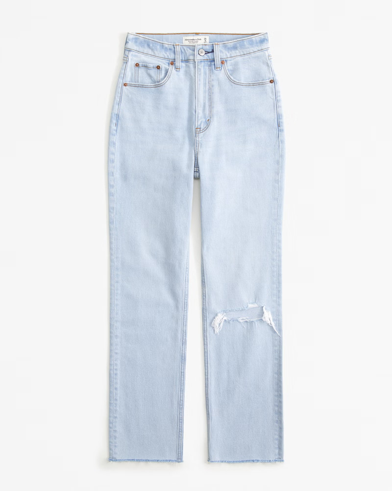 Women's Ultra High Rise Ankle Straight Jean | Women's Clearance | Abercrombie.com | Abercrombie & Fitch (US)