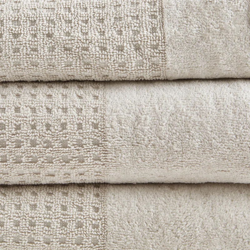 Madison Park Spa Waffle Cotton Jacquard Antimicrobial Bath Towel 6 Piece Set & Reviews | Wayfair | Wayfair North America