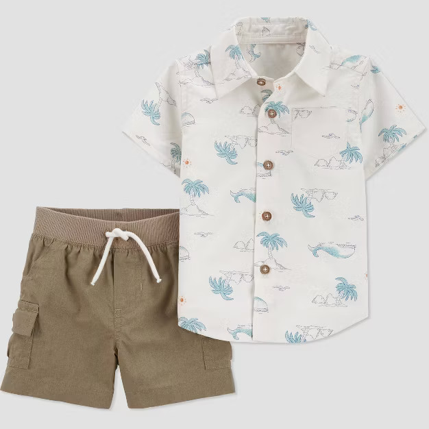 Baby Boys' Scenic Whale Top & Shorts Set - Just One You® made by carter's Ivory/Khaki | Target