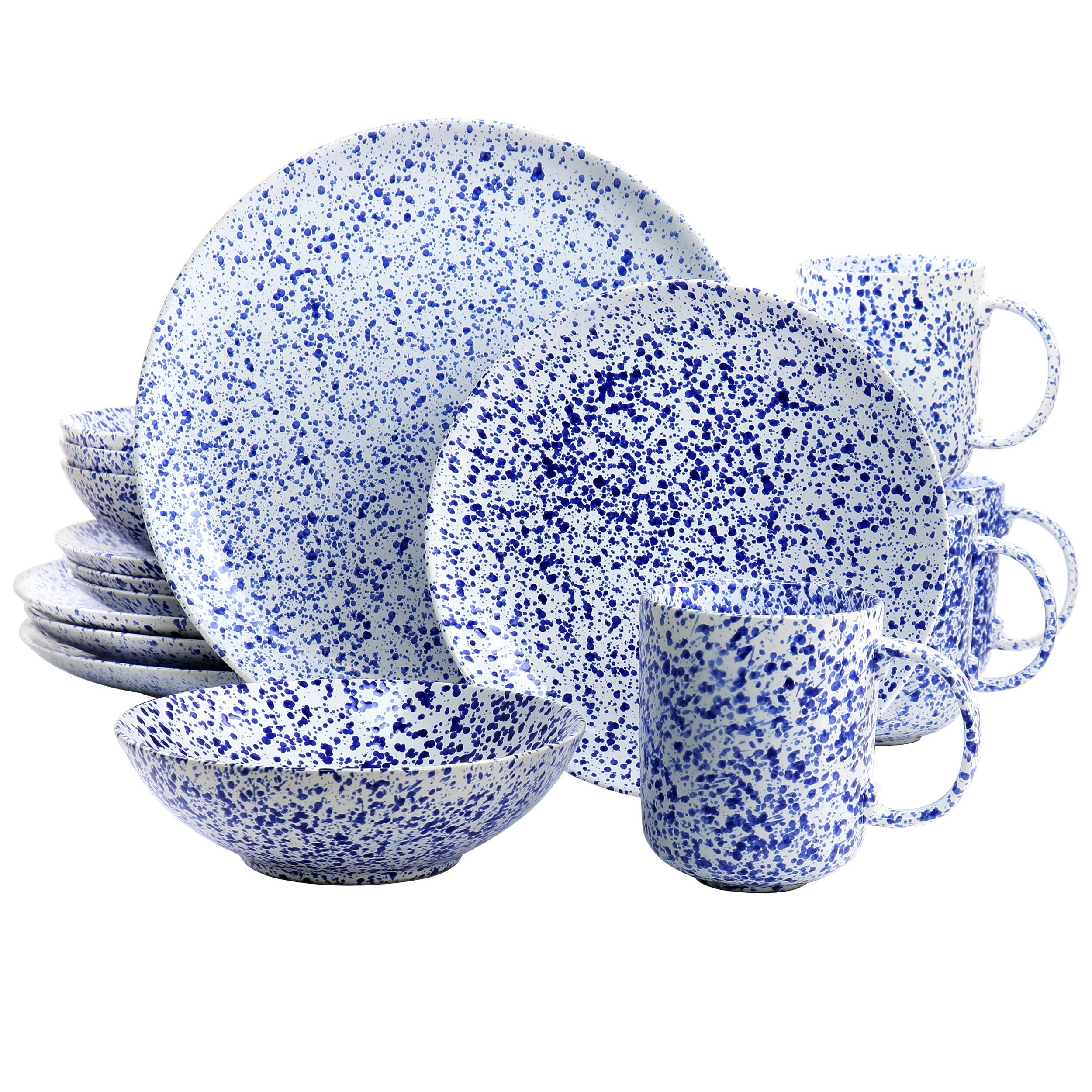 Martha Stewart  16 Piece Stoneware Dinnerware Set in Speckled Blue - Walmart.com | Walmart (US)