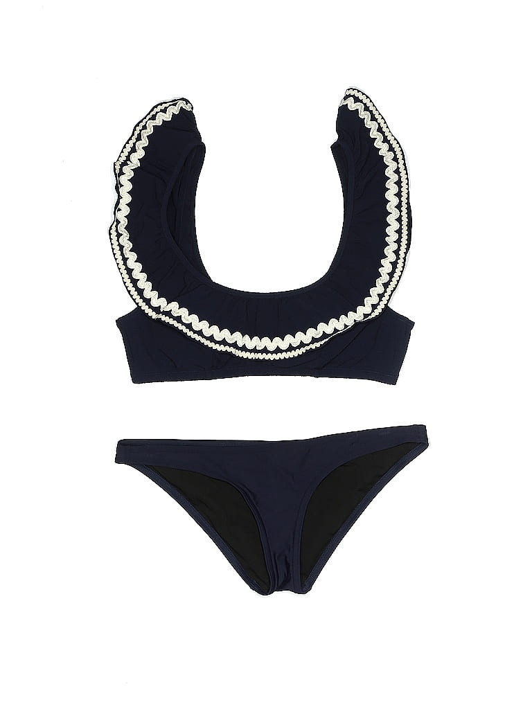 J. Crew Two Piece Swimsuit: Blue Graphic Swimwear - Size Small | ThredUp