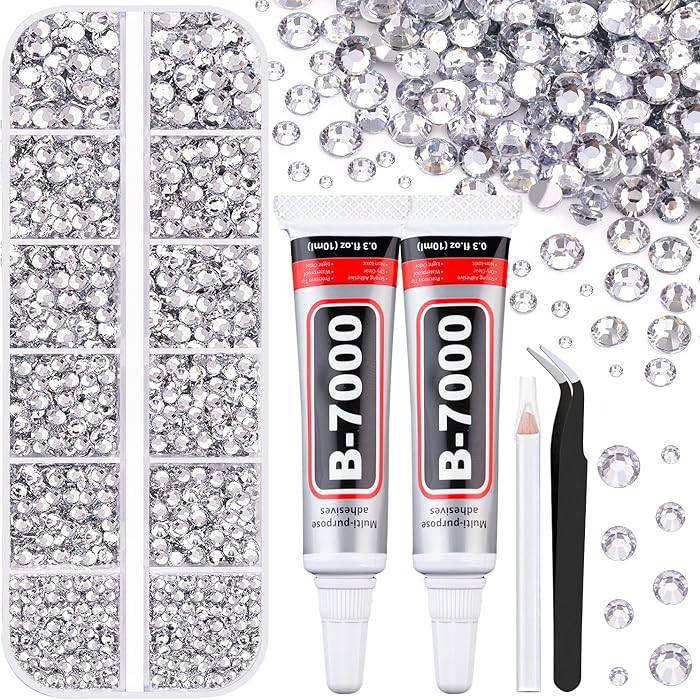 6100Pcs Resin Rhinestones for Crafting, 1 Box Flatback Crystals Diamond, Clear, Non Hotfix Gems | Amazon (US)