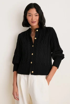 Black Cotton Colette Cardigan | Tuckernuck (US)