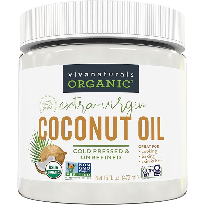Viva Naturals Organic Coconut Oil - Unrefined, Cold-Pressed Extra Virgin Coconut Oil, USDA Organi... | Amazon (US)