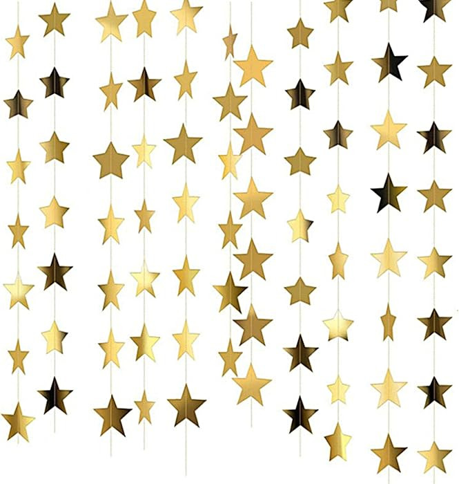 52 Feet Reflective Star Paper Garland, Sparkling Star Bunting Banner Hanging Decoration Twinkle L... | Amazon (UK)