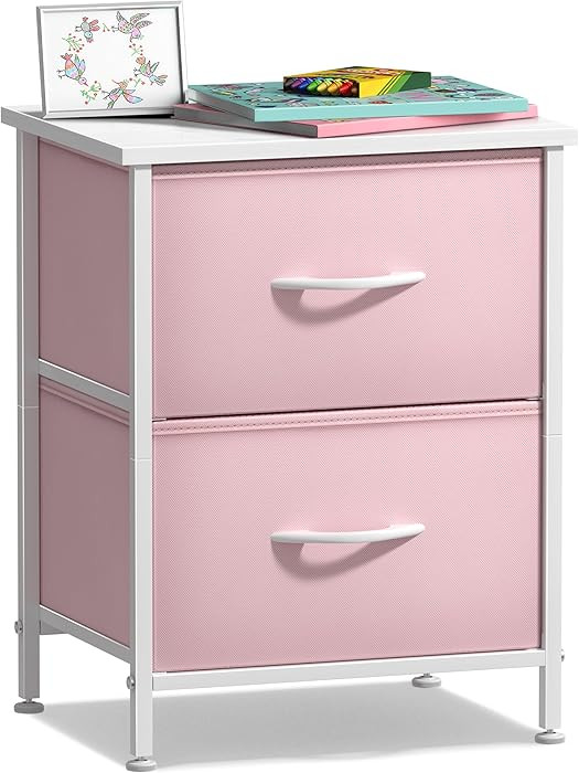 Sorbus Nightstand with 2 Drawers - Kids Bedside Furniture End Table Night Stand - Steel Frame, Wo... | Amazon (US)