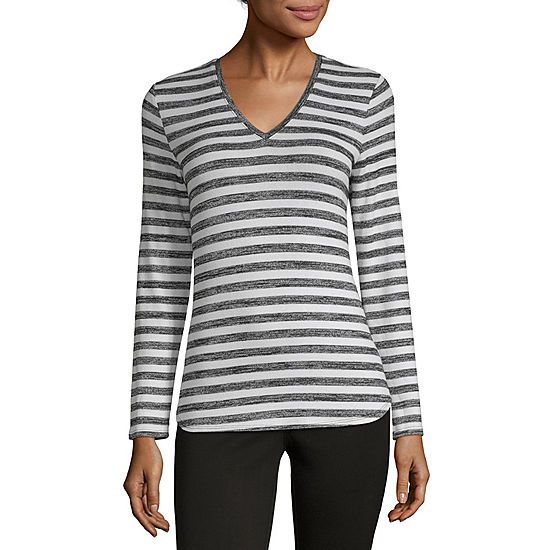 a.n.a Womens V Neck Long Sleeve Tunic Top | JCPenney