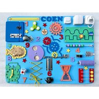 Personalized Toddler Busy Board, Activity Toy, Developing Montessori Toys, Kids Sensory Custom Name 2 Year Old Gift | Etsy (US)