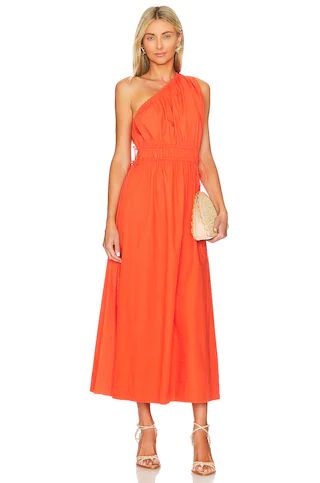 FAITHFULL THE BRAND La Ora Midi Dress in Morange from Revolve.com | Revolve Clothing (Global)