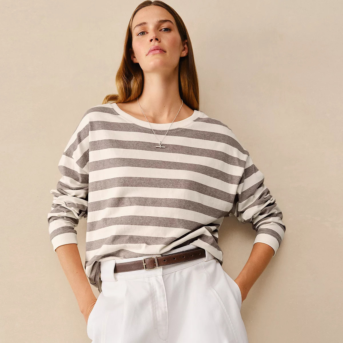 The White Company Oversized Stripe Long Sleeve Tee, Stripe, Size: XS | The White Company UK & ROW