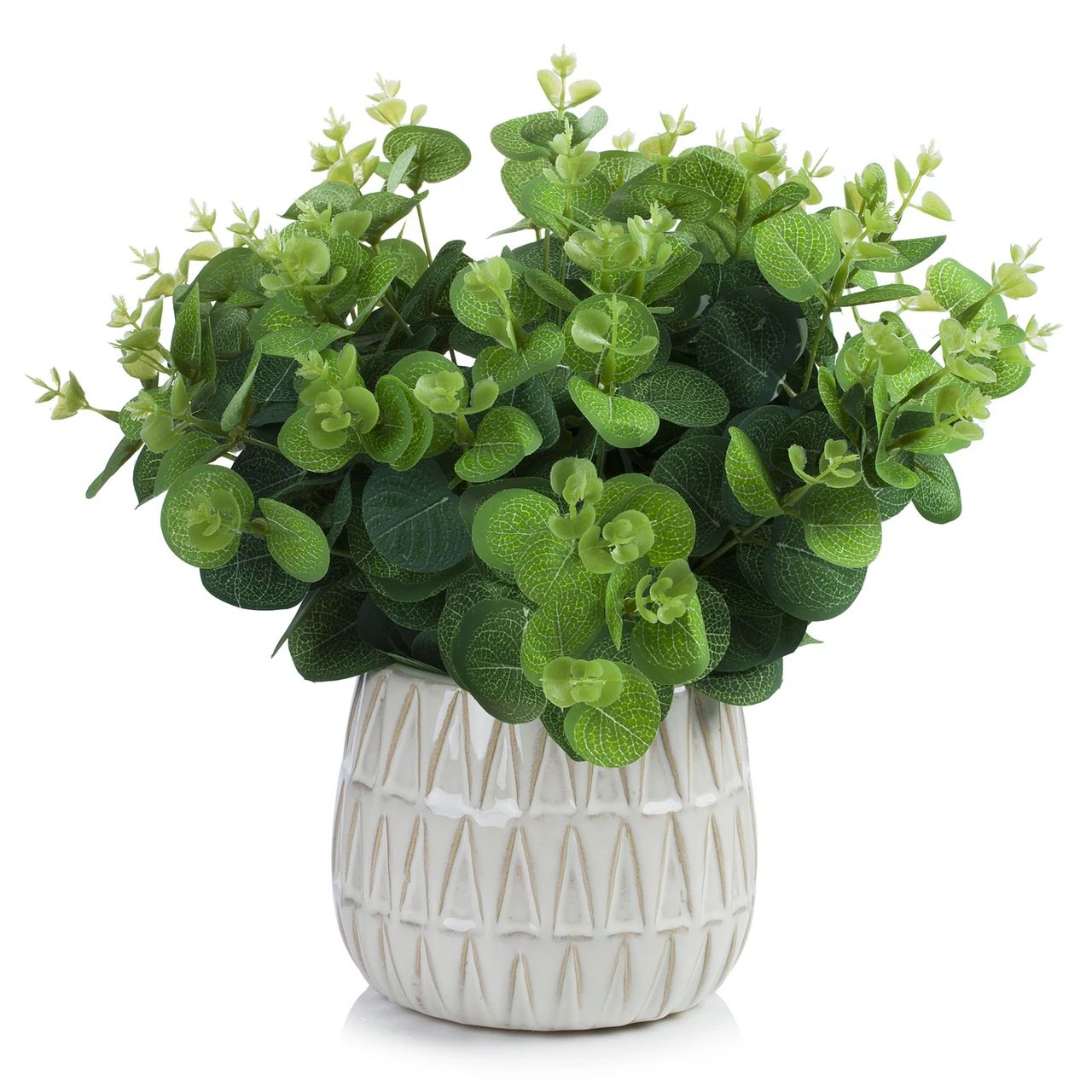 Enova Home Artificial Eucalyptus Plant Arrangement In Round Tapered Ceramic Pot with Faux Water - 10 | Bed Bath & Beyond
