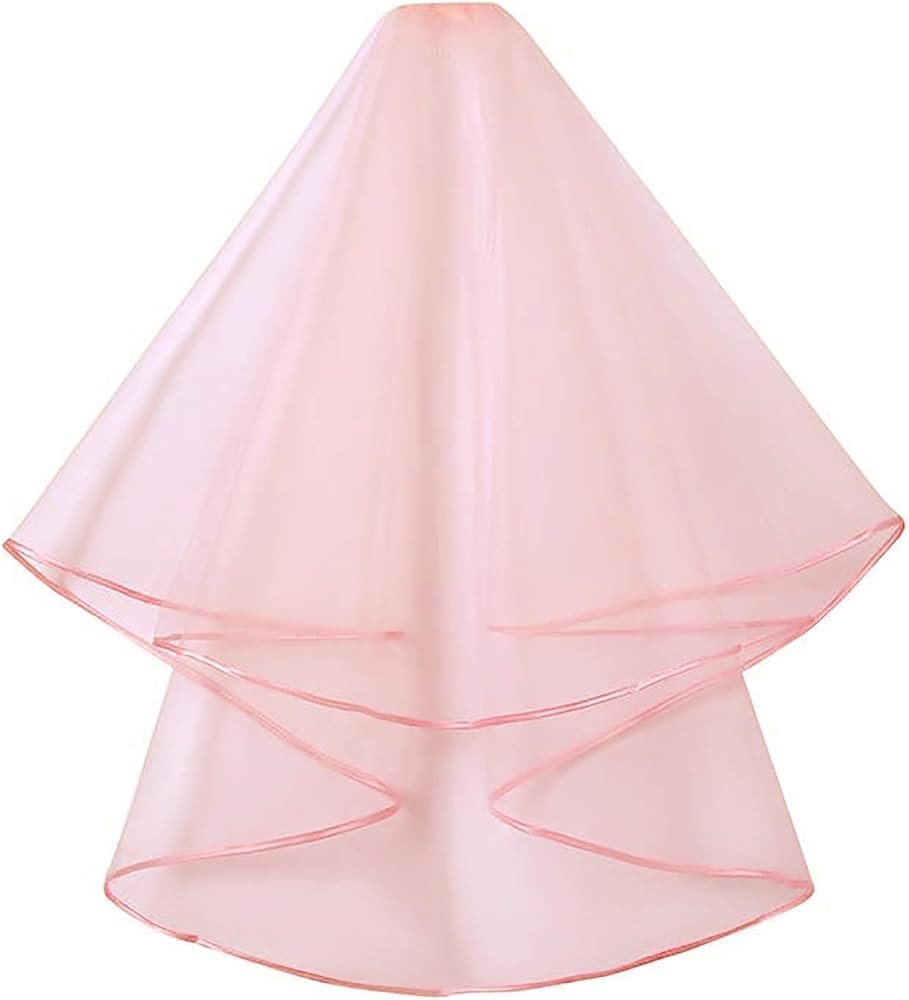 Wedding Bridal Veil, Double Tier, Tulle, Ribbon Edge, Short, With Comb | Amazon (US)