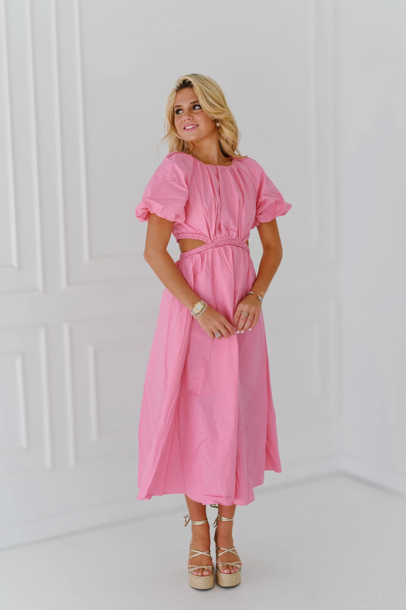 Nikki Midi Cutout Dress - Pink Medium | Fancyd Boutiqe