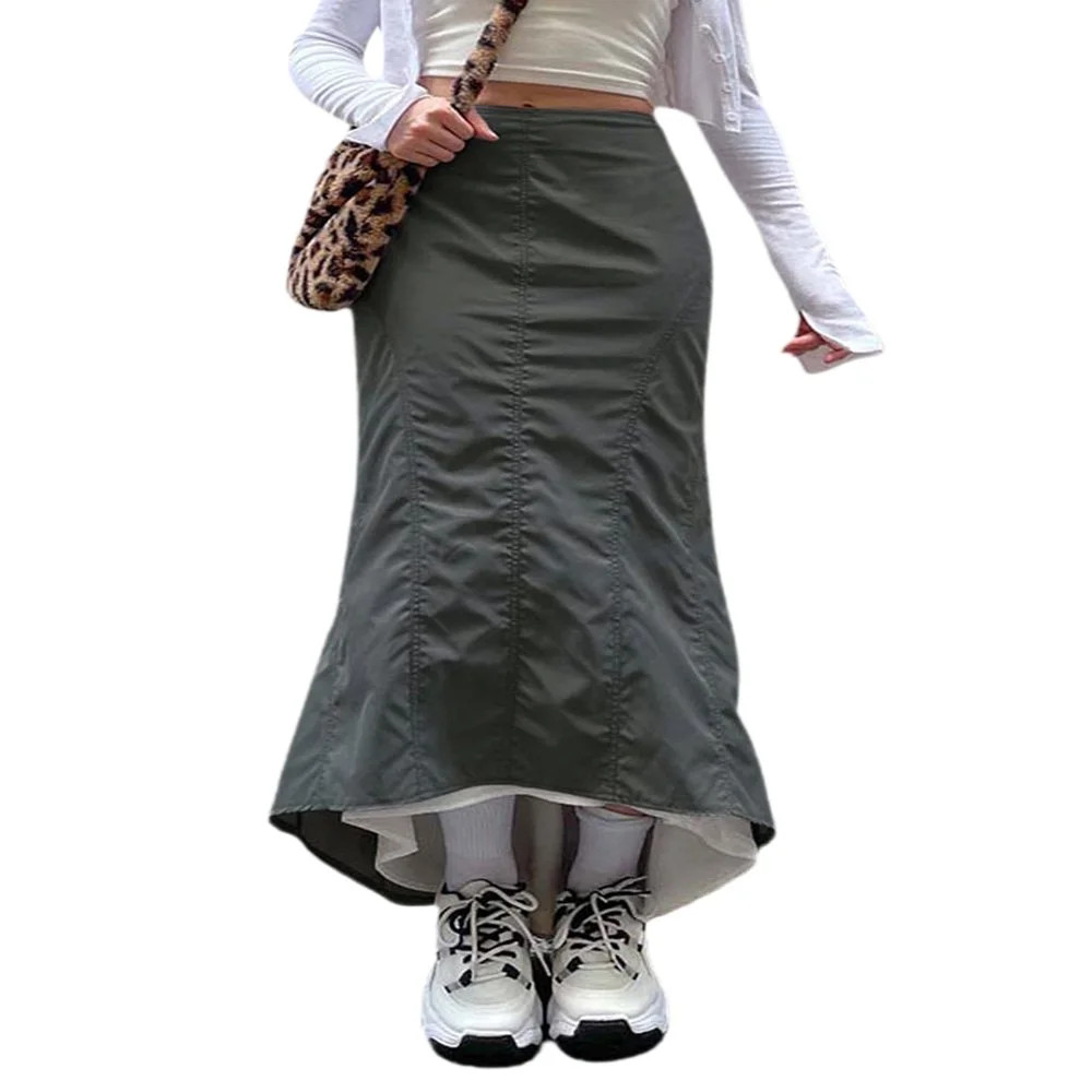 Womens Long Cargo Skirt Vintage Baggy Low Rise Ruched Drawstring Shirred Panel Skirt with Pocket ... | Walmart (CA)