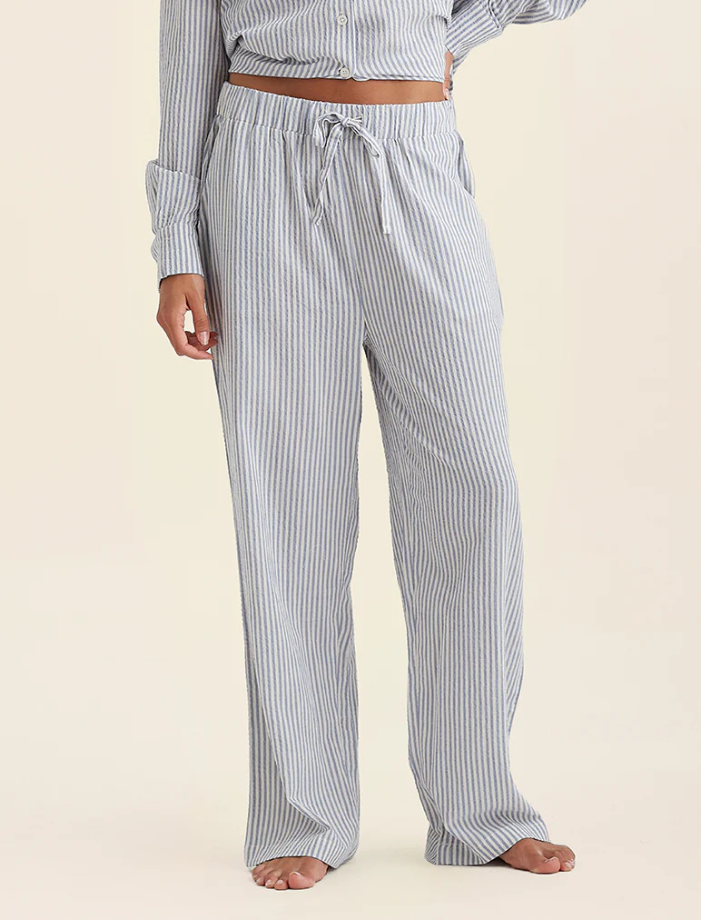 Sabine Seersucker Stripe Full Length Pant | Papinelle Sleepwear US