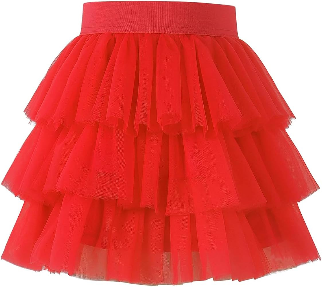 Noomelfish Girls Layered Tutu Skirt Ruffle Tiered Tulle Party Dance Skirt (3-10 Years) | Amazon (US)
