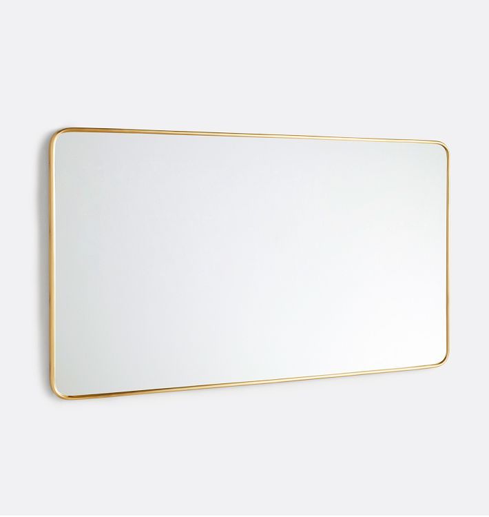 Double Vanity Rounded Rectangle Metal Framed Mirror - Aged Brass | Rejuvenation
